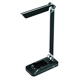 Black and Decker LED3FOLD-BLK 5W LED Desk Lamp with USB Charging, Black / Gray