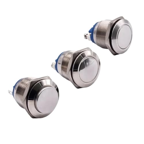 Pulsador de acero inoxidable 19mm con cabeza plana interruptor estanco de metal duradero