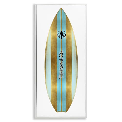 Stupell Industries Turquoise Fashion Glam Striped Designer Surfboard Emblem, Design by Madeline Blake