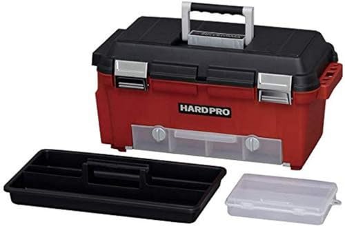 Iris Ohyama, Organiseur, Caisse, Coffre, Bac, Boite A outils, Sans BPA, HP-52, rouge, Clips de fermeture- L25 x P50 x H25 cm