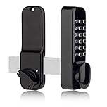 Stainless Steel 100% Mechanical Door Locks with Keypad Door Knob, Waterproof Keyless Entry Deadbolt Lock with Handle, Digital Outdoor Gate Combination Door Lock Set (Black)