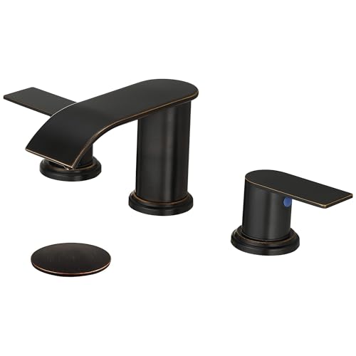 Waterfall Bathroom Sink Faucet 4/8 Inch Brushed Nickel Faucet Bathroom with Pop Up Drain 2 or 3 Holes Bathrooms Basin Lavatory Mixer Tap with Deck Mount Plate by Fransiton - Used condition - US$37.93