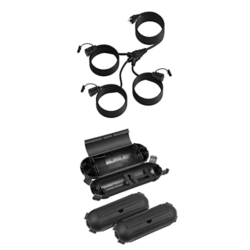 DEWENWILS Outdoor Extension Cord 1 to 3 Splitter +DEWENWILS 3-Pack Extension Cord Safety Cover