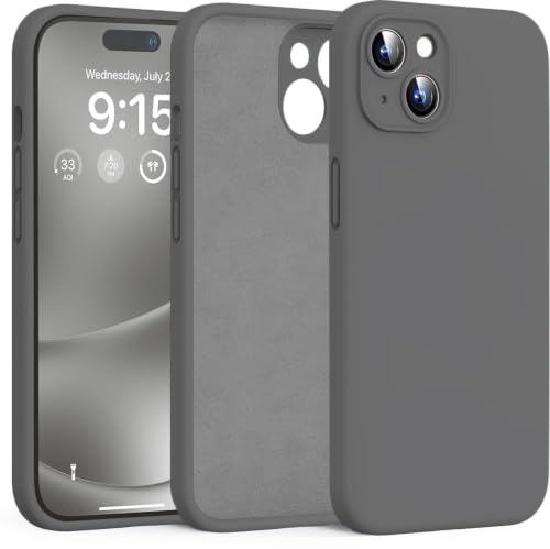 Image of DIZORO Compatible for iPhone 15 Plus Camera Protection Case 6.7, Slim Liquid Silicone 3 Layers Full Covered Soft Gel Rubber Phone Case Protective Cover 6.7 Inch - Space Grey