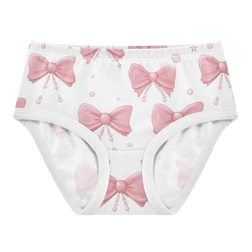 Wusikd Pink Bows Pearls Stars Girls' Underwear Cotton Girls Briefs Soft Toddler Underwear 2T