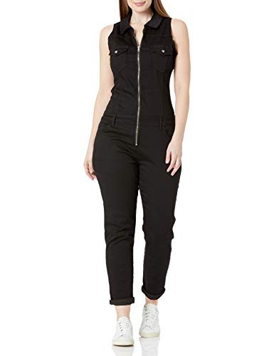 V.i.p. jeans women's skinny sleeveless zip jumpsuit romper, black…