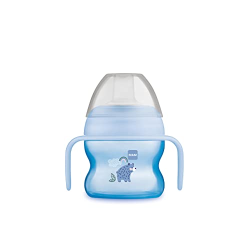 MAM Starter Cup - Vaso de aprendizaje para bebés (150 ml) - Vaso para las primeras pruebas de bebida, vaso de boca con asas antideslizantes, a partir de 4 meses, diseño oso