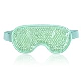 NEWGO Masque Yeux Froid, Masque Des Yeux Gel Gonflés, Cernes, Migraine Réutilisable masque froid pour les yeux avec dos en peluche de Poche de Glace en Yeux pour Thérapie Froid Chaud (Vert)