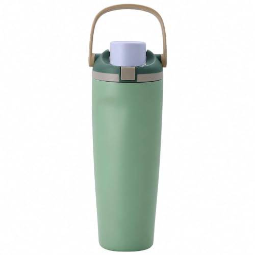 Image of HomeCloud 900ML Stainless Steel Water Bottle - Double-Wall Vacuum Insulated, Leakproof Straw Lid, BPA-Free Reusable Travel Flask with Two-Way Spout for Gym, Office & Outdoor Use (Green Grey)