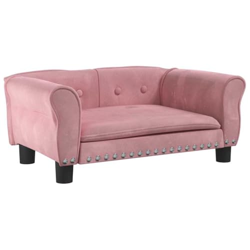vidaXL Hundebett, Hundekissen mit weicher Polsterung, Hundesofa Hundecouch für kleine Hunde Haustiere, Haustierbett Katzenbett, Rosa Samt