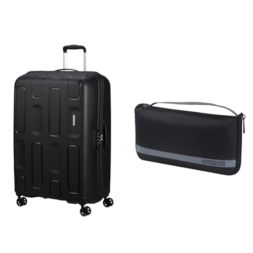 Valise rigide American Tourister Ellipso 79 cm noire, grand bagage de soute robuste