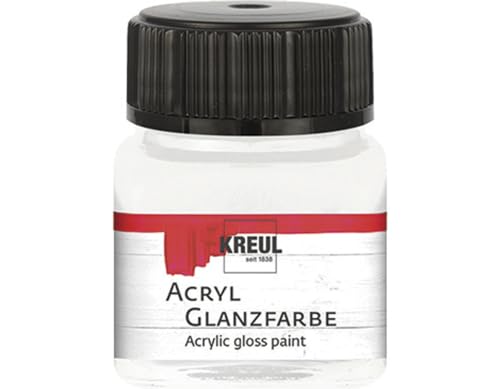 Kreul 79218 - Acryl Glanzfarbe, 20 ml Glas in farblos, glänzend-glatte Acrylfarbe zum Anmalen und Basteln, auf Wasserbasis, speichelecht, schnelltrocknend und deckend