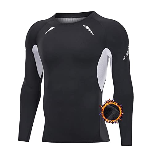 JEPOZRA Maglia Termica Uomo Maniche Lunghe Maglia Compression Palestra Traspirante