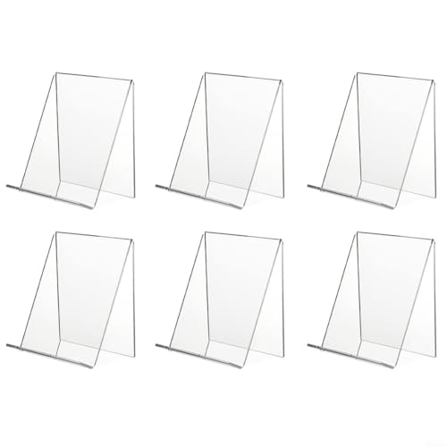 Lot de 4 présentoirs transparents en acrylique pour livres, tablettes, photos et pour une utilisation éducative et au bureau