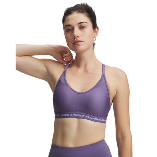 Image of Under Armour Womens Crossback Low Impact Sports Bra, (520) Purple Luxe / / Purple Crest, XS