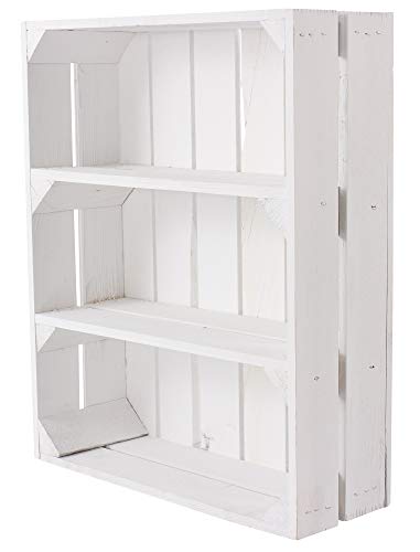 Moooble 1x neues Shabby chic Gewürzregal 50cm x 40cm x 16cm Küchenregal Ablage Regal Holzregal Obstkiste Apfelkiste Weinkiste Wandregal weiß/Weiss klassisch Vintage-Möbel Natur