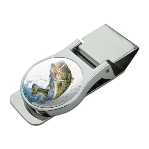Largemouth Bass Fishing 7 Satin Chrome Plated Metal Money Clip