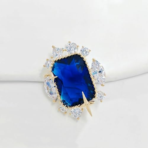 Image of Stunning Cluster Stylish Blue Green Stone Art Deco Collar Pin Lapel Accessory