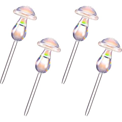 Ahhute 4 Pack Iridescent Rainbow Mushroon Glass Watering Globes - Self Watering Bulbs for Outdoor and Indoor Plants - Colorful Plant Watering Devices Cover