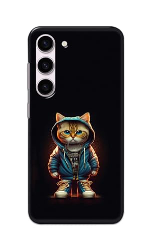 Image of PRINTFIDAA Printed Hard Back Cover Case for Samsung Galaxy S23 5G Back Cover (Hipster Cat) -112