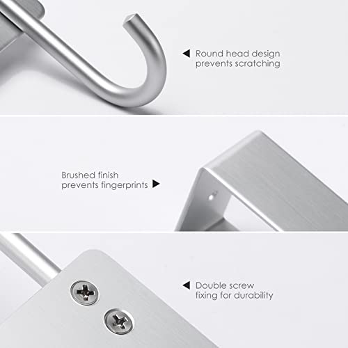 Acmetop Over The Door Hooks, Aluminum Door Hanger Hook With 5 Coat Hooks For Hanging, Heavy Duty Over The Door Coat Rack For Towel, Bag, Robe, Back Of Bathroom, Silver #TOP3