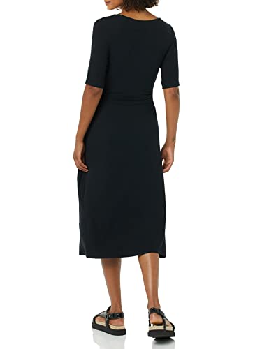 Image of Amazon Essentials Women's Fine Rib V Neck Side Cut-Out Midi Dress (Previously Daily Ritual)