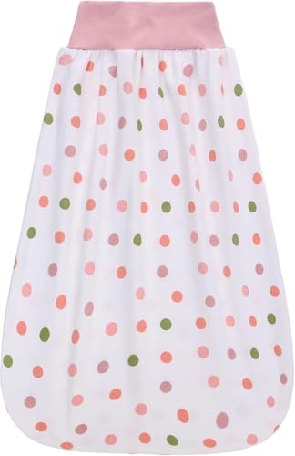 Babyschlafsack 0,5 Tog mit elastischem Bund, Sommer Wickelsack aus Baumwolle, Strampler für Baby Kleinkinder Kinder 0-6 Monate (Bunte Punkte)