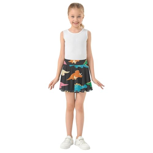 Joisal Toddler Tennis Skirts Cute Dino Party Black Girls Skorts Athletic Shorts Pleated Teen Skirt 4t3