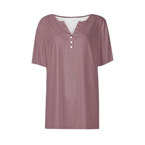 Girls Short Sleeve Henley Shirts V Neck Button Down Cute Tops Solid Color Basic Casual T-Shirts for Summer3