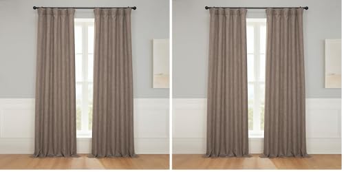 Image of HPD Half Price Drapes - Faux Linen Curtains for Living Room (2 Panels) - 50W X 84L - Textured Room Darkening Curtains for Bedroom 84 Inches Long - Drapes for Home Decor, Dutch Cocoa
