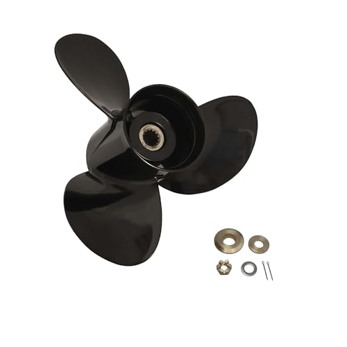 WINGOGO 765182 13.5 X 15 Pitch 3 Blade 13 Spline Tooth Outboard Boat Propeller Replacement for Johnson Evinrude OMC V4 Outboard 40-140 HP Aluminum Prop 0765182 13 1/2 X 15 with Hub Kit