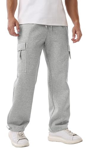 Sailwind Men's Fleece Cargo Sweatpants Casual Loose Fit Heavyweight Pants with Pockets3