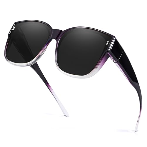 TJUTR Überzieh-Sonnenbrille für Damen Polarisierte Überbrille mit UV400-Schutz Sonnenbrille über Normale Brille für Autofahren Spaziergänge & Alltag