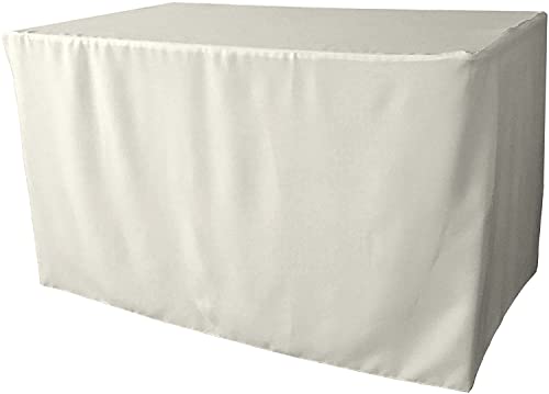 LA Linen Polyester Poplin Fitted Tablecloth, 48" L x 30" W x 30" H, White