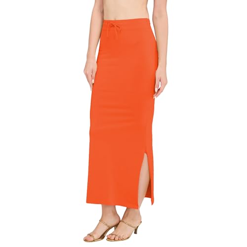 Image of DESI GIRL Cotton Lycra Stretchable Saree Shapewear Petticoat with Drawstring for Women | Fishcut Saree Petticoat with Side Slit for Easy Movement | Saree Shaper | Long inskirt