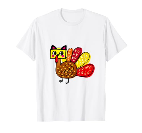 Thanksgiving Cat Turkey Fall Season Autumn Girls Boys Kids Maglietta