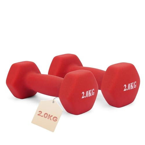 Set Pesas Y Mancuernas Neopreno, Pesos Fitness Recubiertas De Vinilo Halteres Musculação 1 A 5 Kg, Ideal Para Entrenamiento De Fitness Para Mujeres, Yoga, Pilates Y Ejercicios En Casa. (2 * 2KG)