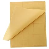 Angoily Lot de 80 feuilles de papier de riz pour calligraphie - Lignes - Jaune - Respirant...