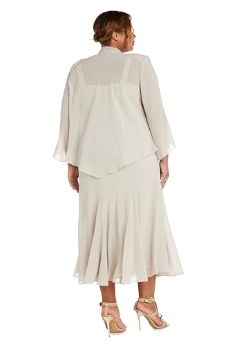 Image of R&M Richards Women's Beaded Pebble Georgette Evening Suit- Mother of The Bride, Cocktail Attire, Wedding Guest