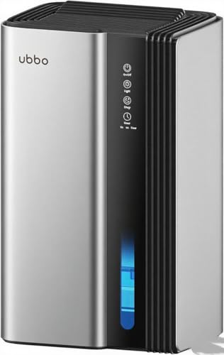 Image of UBBO Dehumidifiers for Home, 850 sq.ft 95oz Dehumidifier with Drain Hose Timer Sleep Mode Auto-Off 7 Colors Light, Dehumidifier for Bedroom Bathroom Basements RV Silver