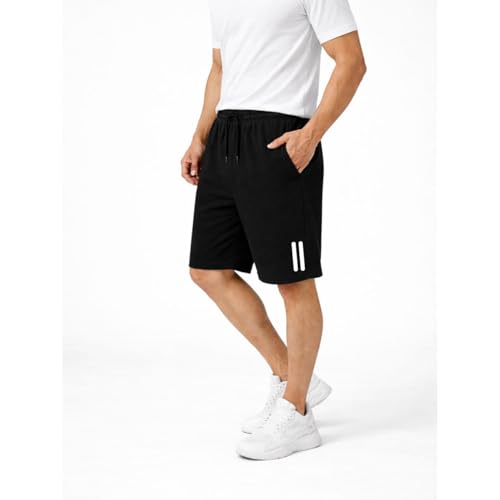 Image of KART BLACK Plus Sizes Men's Cotton Knee Length Shorts (M,L,XL,XXL,3XL,4XL,5XL) | Casual and Night Wear Mens Shorts (Pack of 2)