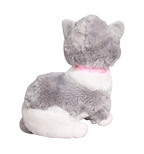 Image of Tickles Cute Little Kitten Glitter Eye Soft Stuffed Plush Animal Toy for Kids Birthday Gift (Size: 20 cm Color: Grey)