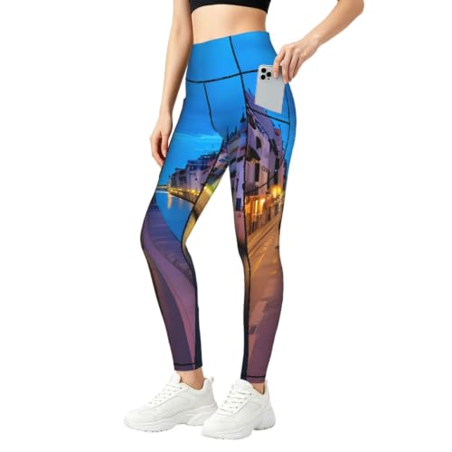 Leggings con estampado de ciudad de España para mujer set deportivo de 2 piezas para fitness