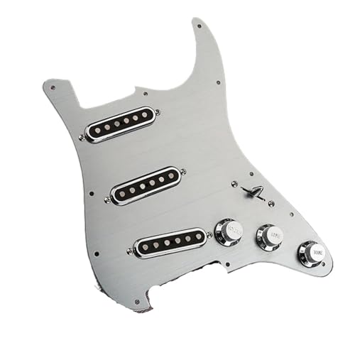 ギターローダーピックガードセットシルバー SSS アルニコ 5 シングルコイルピックアップ付きストラトエレキギターパーツとアクセサリー 配線済みピックアップ ピックガード