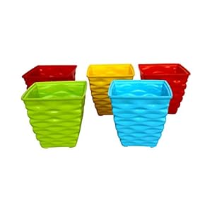 GARDENS NEED 110003 Plastic Diamond Pot Set (Multicolored, 5-Pieces)
