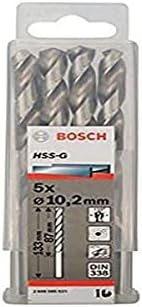 Bosch 2608585916 Din338 HSS-G Metal Drill Bit, 4.0mm x 43mm x 75mm, Silver, Pack of 2
