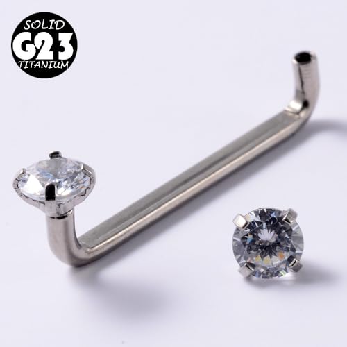 16G CZ Staple Barbell G23 Titanium Flat Surface Piercing Jewelry Internally Threaded Surface Piercing Barbell 12-20mm Body Piercing Jewelry3