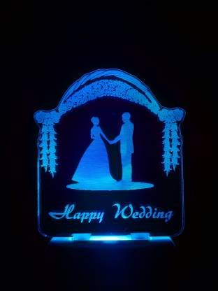 G Gojeeva The Happy Wedding 3D Illusion Night Lamp Comes with 7 Multicolor and 3D Illusion Design Suitable for Room,Drawing Room,Lobby