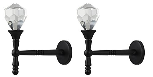 Urbanest Set of 2 Diamante Crystal and Metal Drapery Tieback Holdback, Black