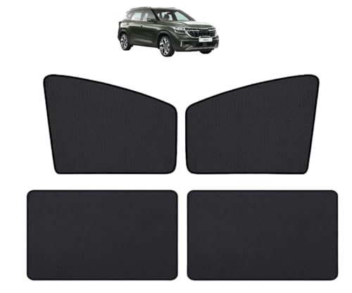 Image of Auto Hub Car Window Sunshade /Curtains Compatible with Kia Seltos (Model : 2023-2025) - Pack of 4, Seltos Sun Shade